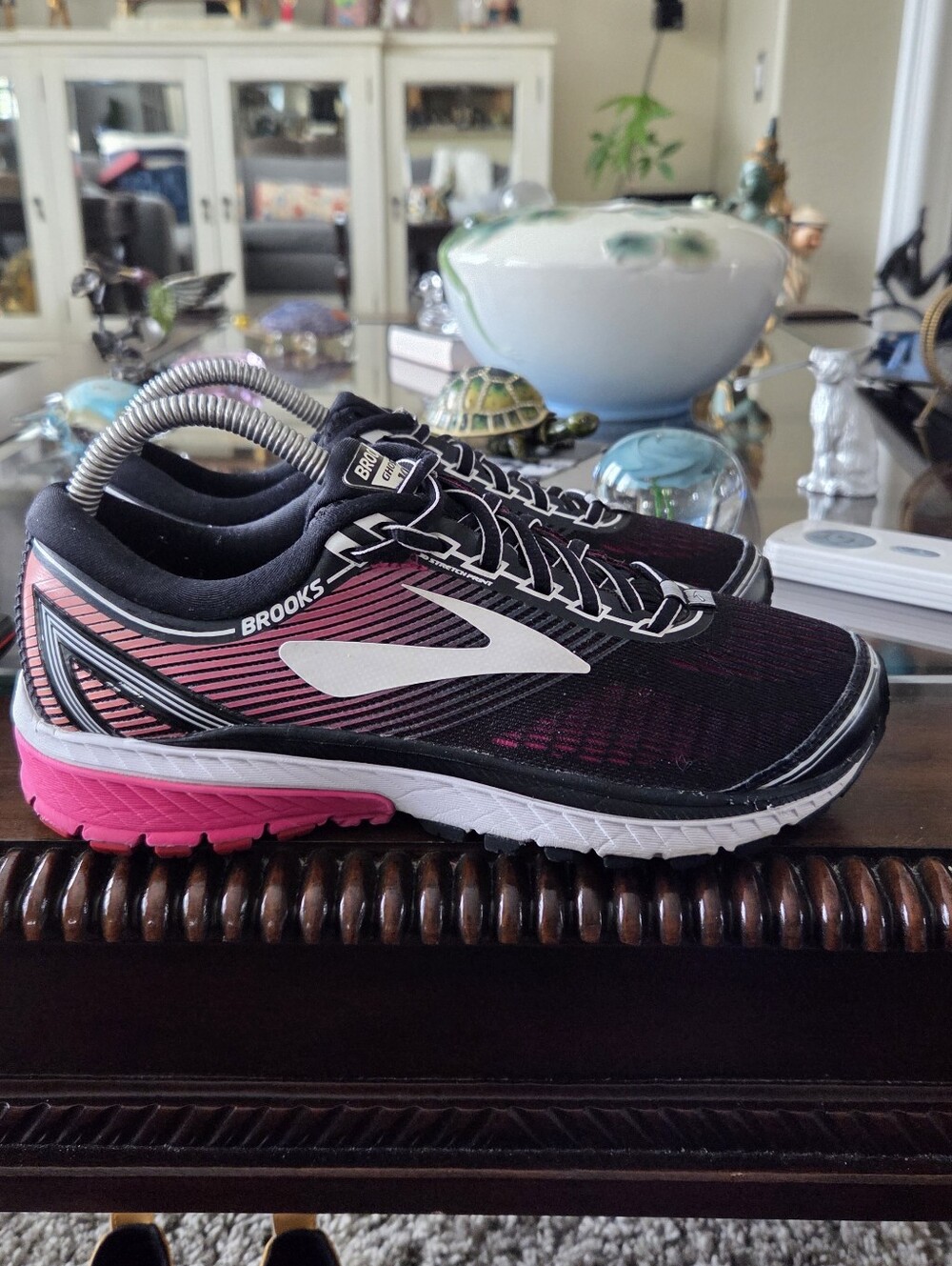 Brooks Ghost 10 Women's Running Shoes - Black with Pink Accents